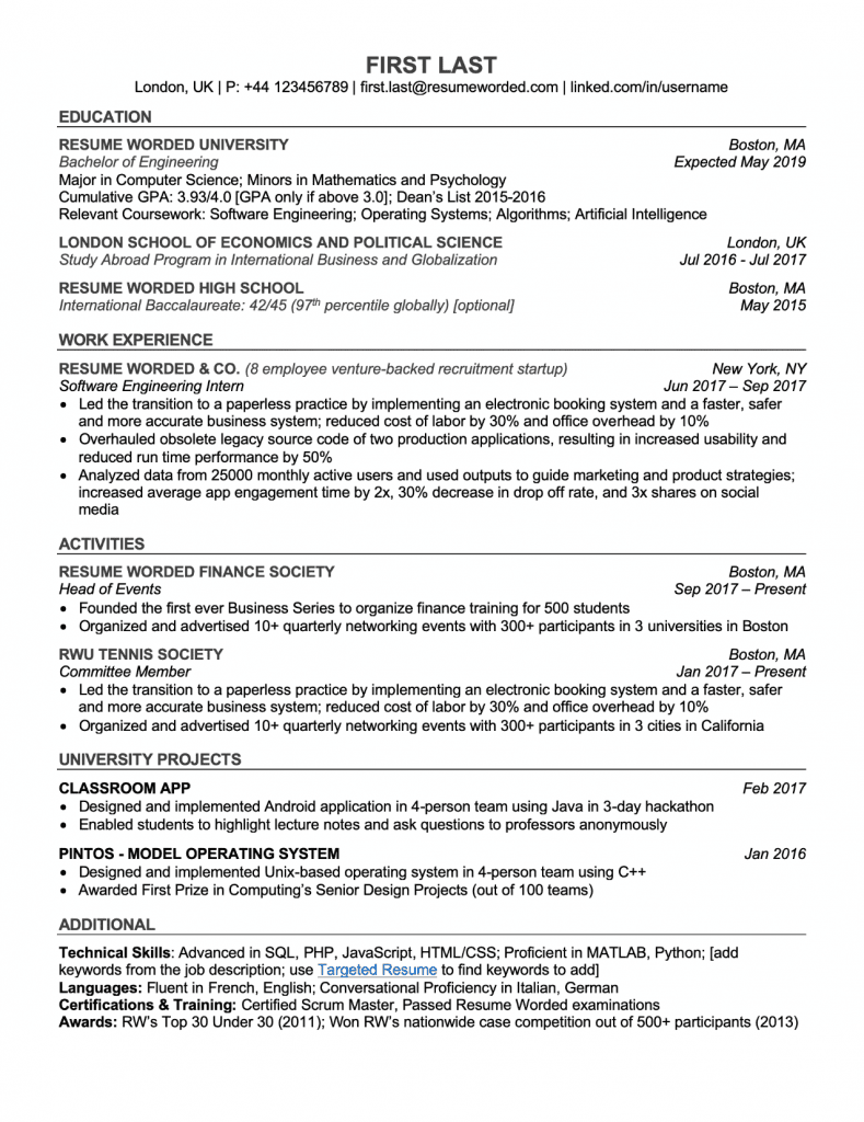 ats friendly resume template